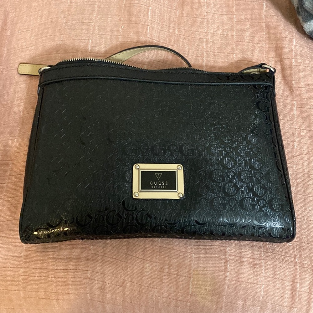Black Guess purse with long strap